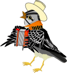 illustration of sparrow playing accordion